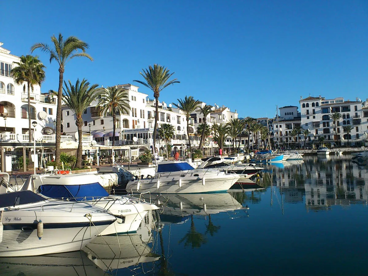 La Duquesa marina on a sunny day