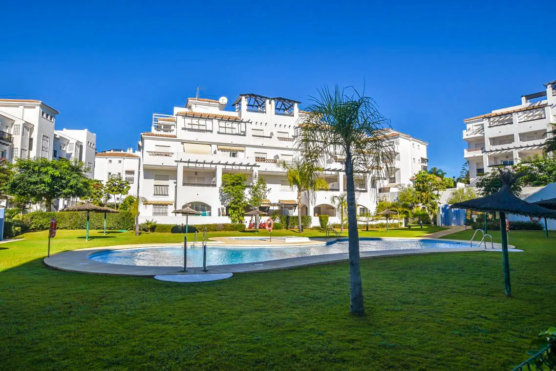 Second view of the landscaped pool area